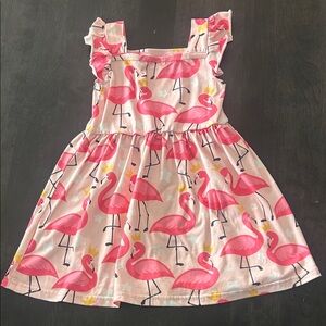 SHEIN Pink Flamingo Print Kids Dress